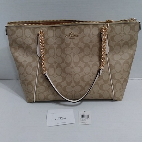 Coach Signature Canvas & Smooth Leather Ava Chain Tote *NWT* - Picture 8 of 12